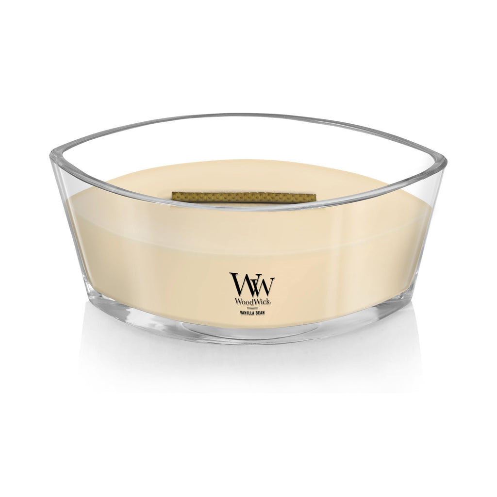 WoodWick Vanilla Bean Holiday Candle Gifts for Women and Men, 16 oz Ellipse Candle with Crackling Wick