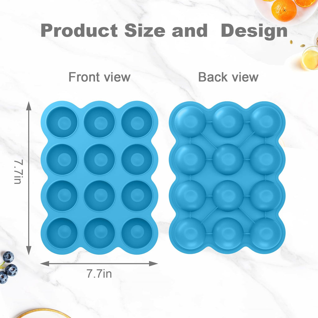 Samuelworld Baby Food Storage Container, 12 Portions x 2.5oz - BPA Free Silicone Freezer Tray with Clip-On Lid for Breast Milk Storage, Homemade Baby Food, Vegetable & Fruit Purees - Blue