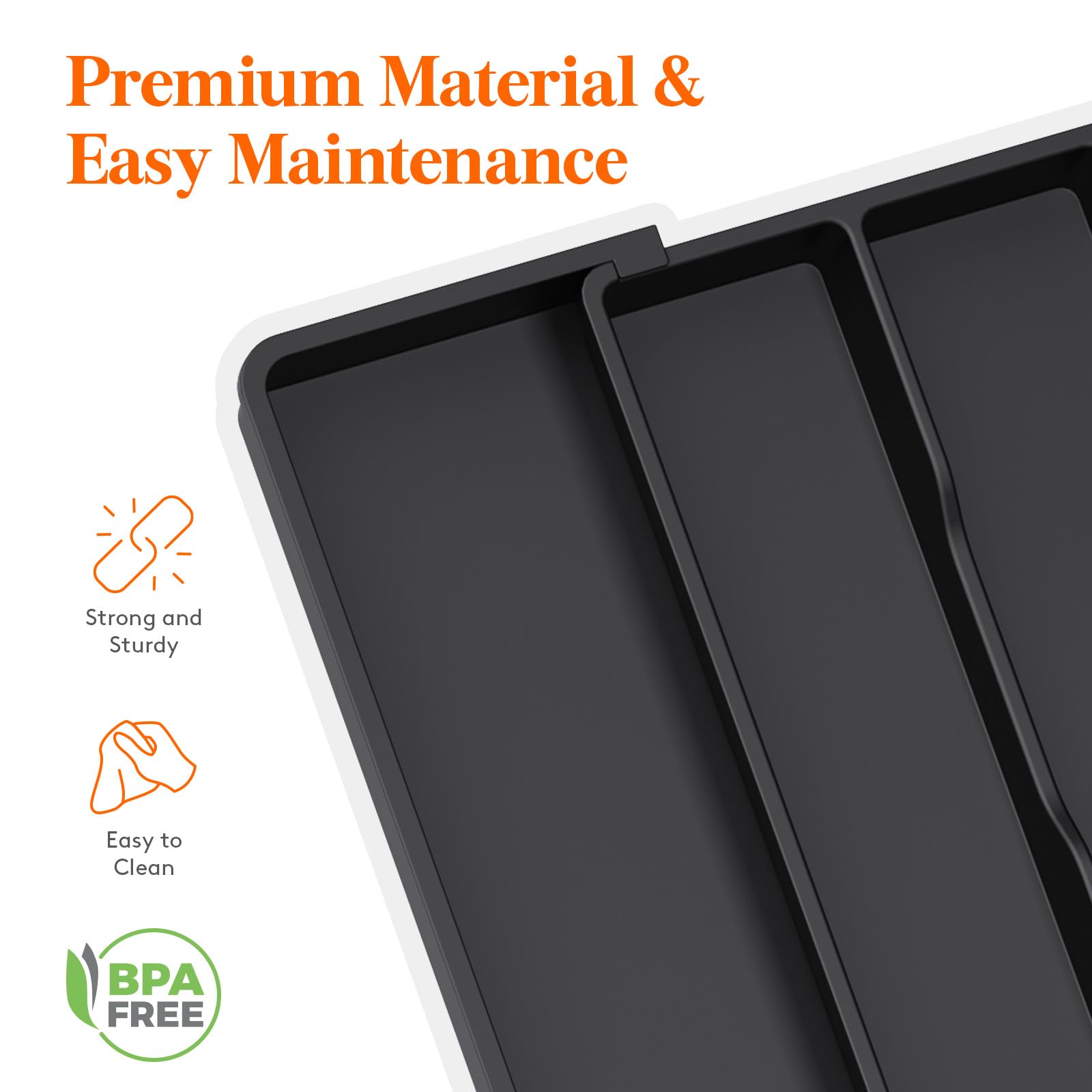 Lifewit Utensil Organizer for Kitchen Drawers, Expandable Cooking Utensil Tray, Adjustable Cutlery Silverware Flatware Holder, Plastic Spatula Tools Storage Divider, 11-18 x 14", Black