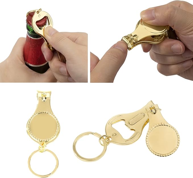 50pcs Personalized 4 in 1 Multi Function Bottle Opener, Nail Clipper, Wedding Favors Brewery, Private Customized, Gold, Multitool Gifts for Men