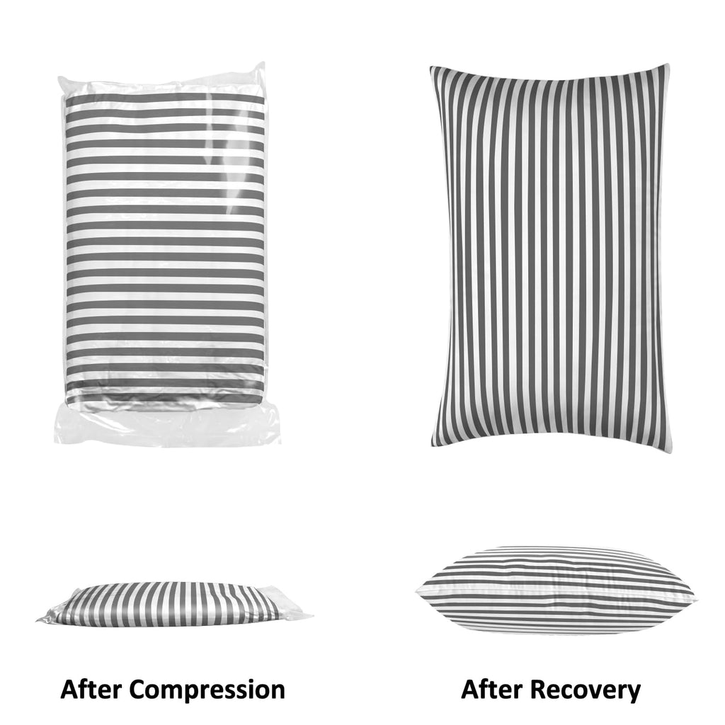 EIUE Bed Pillows for Sleeping 2 Pack Queen Size，Super Soft Down Alternative Microfiber Filled Pillows,Pillows for Side and Back Sleepers,20 x 30 Inches,Striped White Grey