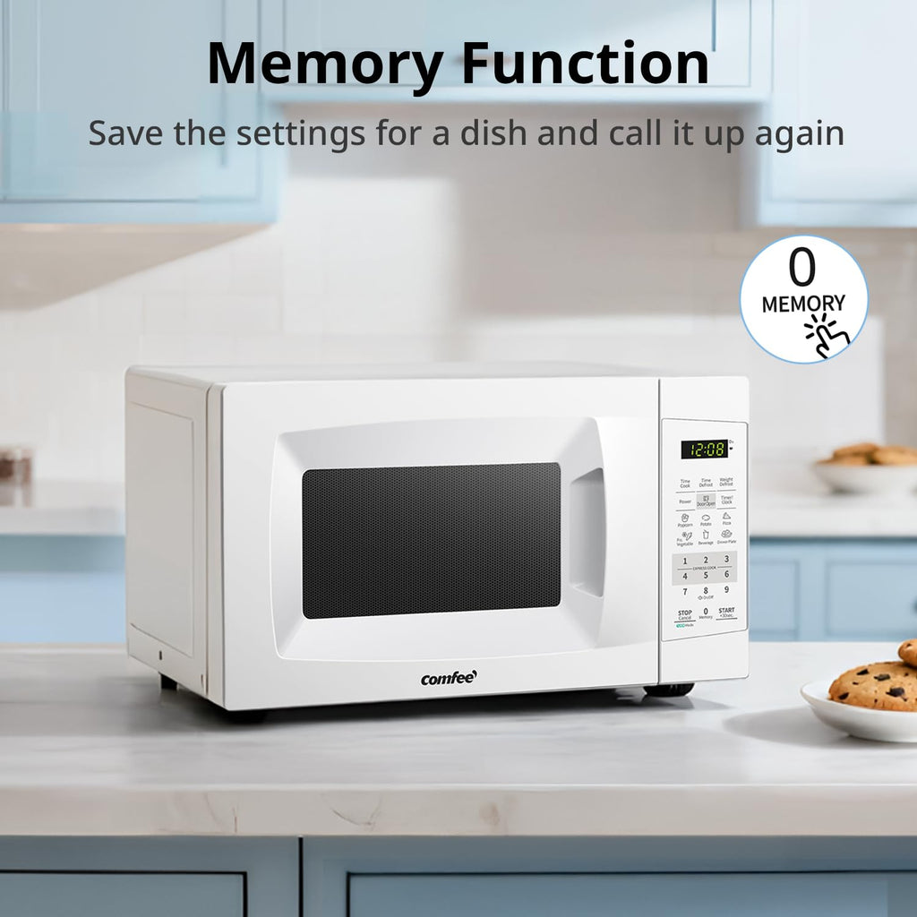 COMFEE' Countertop Microwave Oven, 0.7 Cu.Ft, 700W,Pearl White, ECO Mode