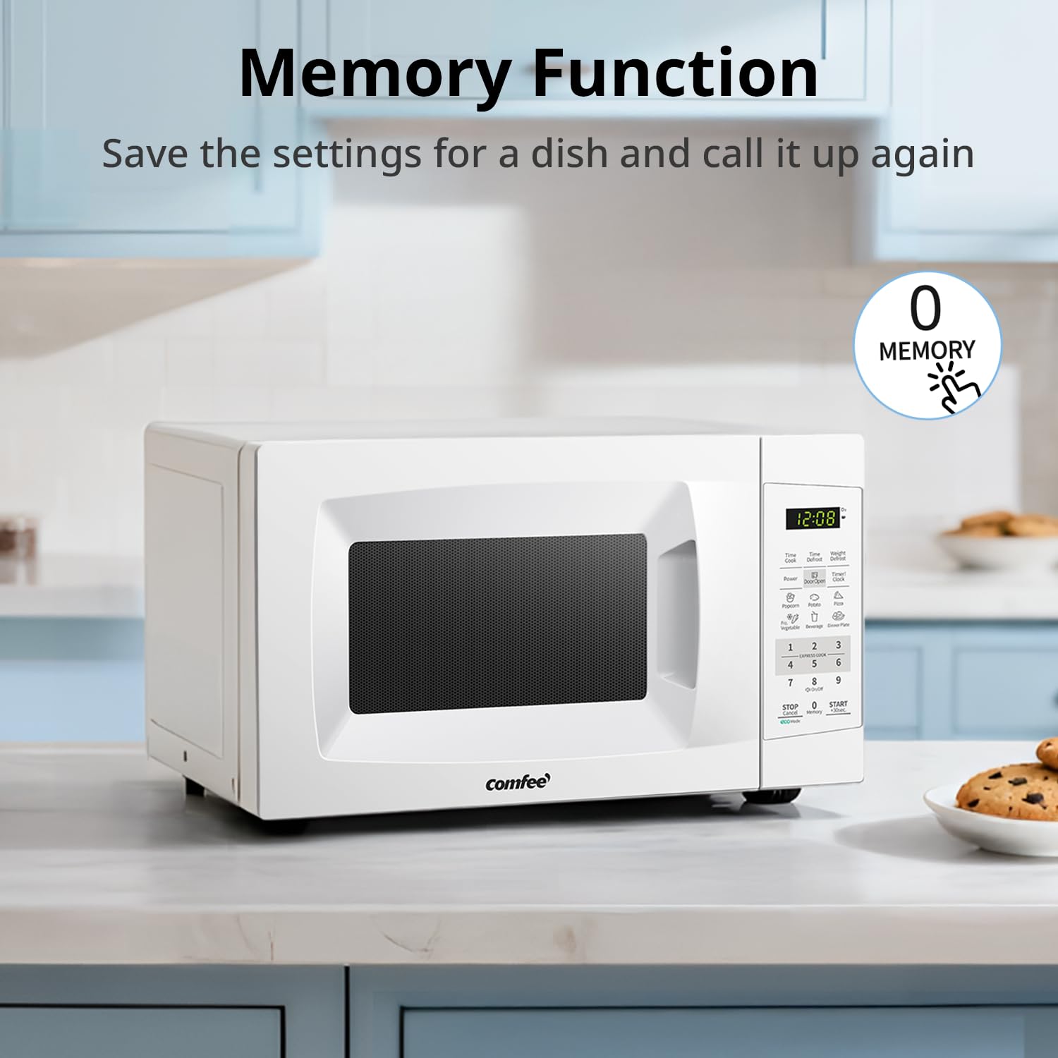 COMFEE' Countertop Microwave Oven, 0.7 Cu.Ft, 700W,Pearl White, ECO Mode
