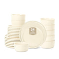Stone Lain Eden 24-Piece Dinnerware Set Stoneware, Plates and Bowls Set, Dishwasher and Microwave Safe Dish, Dish Set for 8, Beige