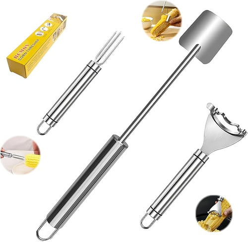 3 Pack Corn Peeler for Corn on the Cob, Stripper, Remover and Holders