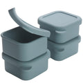 BECOKIT 1/2 Cup Silicone Freezer Tray With Lid - Silicone Freezer Molds 4-Pack For meal prep & freezing of various sauces and other dishes, makes 4 perfect 1/2 cup portions cubes (Blue 4 Pack)