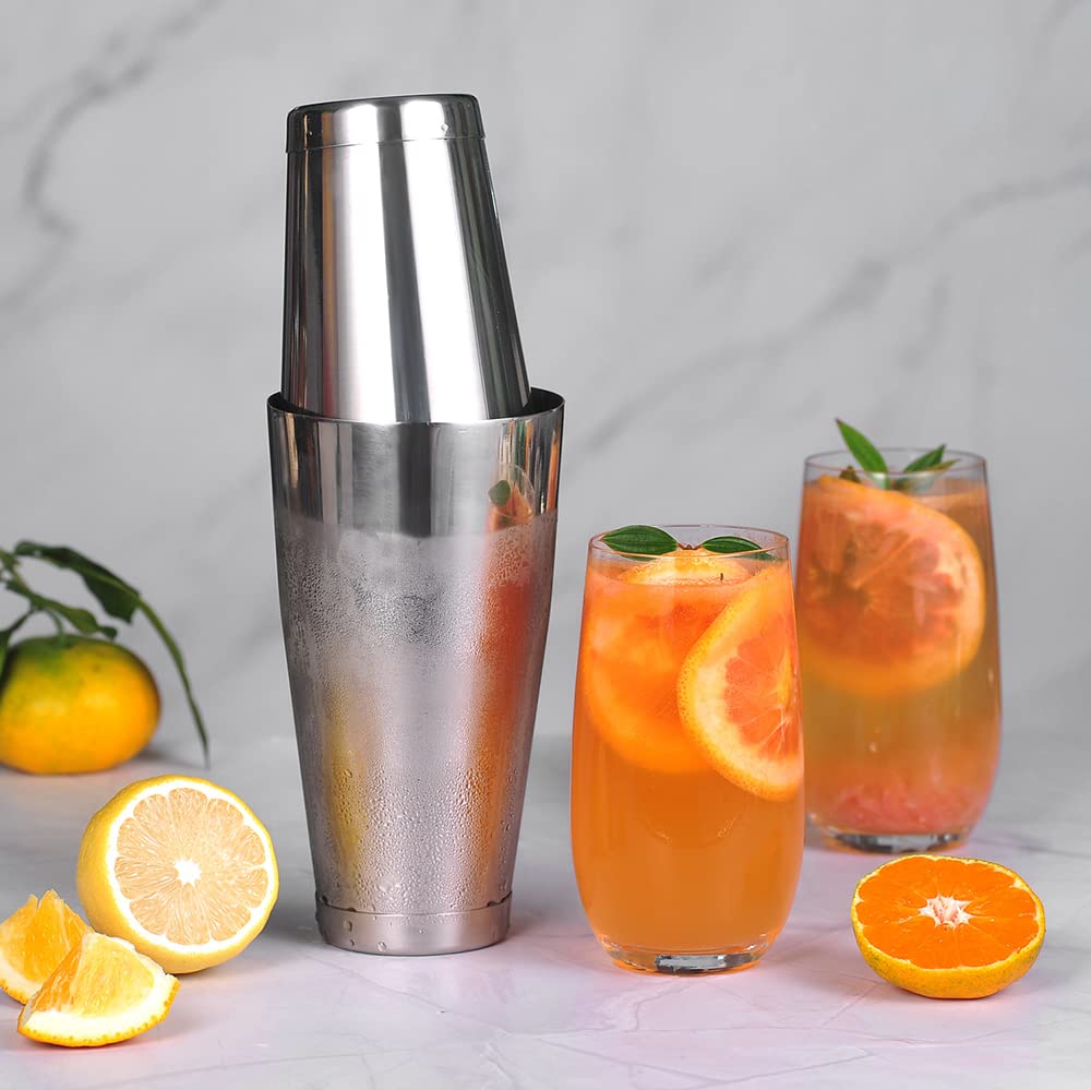 Etens Cocktail Shaker Tins Set Stainless Steel, Pro Bar Style Boston Shakers Bartending, Two Piece Martini Shaker Cup Drink Mixer for Bartender – Silver Bar Tools Weighted Metal Shaking Tin