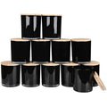 SHOWIN Thick Candle Jars for Making Candles 12 Pcs, 14 OZ Empty Jars with Wood Lids for Candle Making, Sample Container, Inner Black