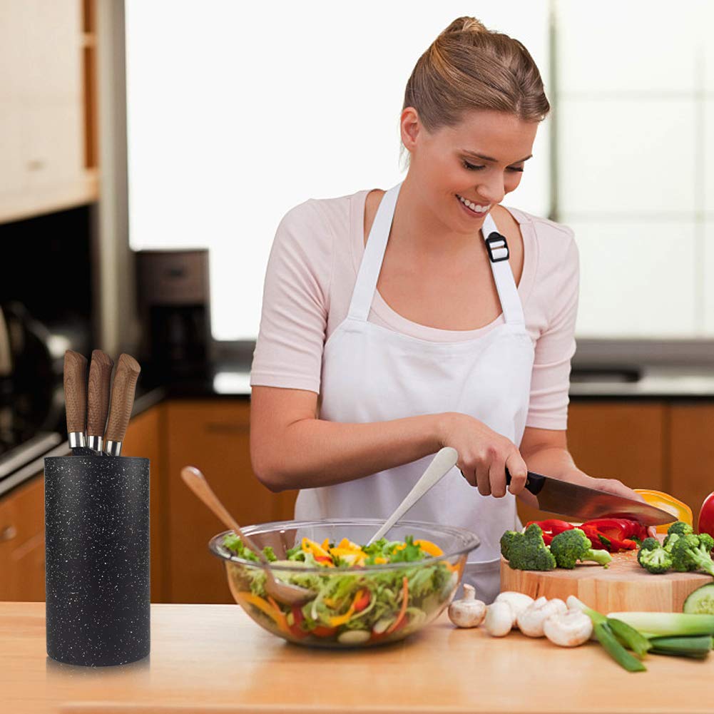 Universal Knife Block without Knives Multi-Functional Freedom Knife Storage Stand Resin Round Knife Holder Unique Design Slot to Protect Blades Detachable Easy to Clean Countertop Knife Holder