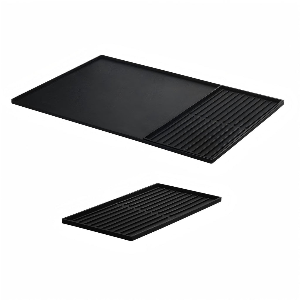 Seoodn Silicone Coffee Mat, 24''x16' with Removable Dry Drying Pad - Fits Coffee Maker and Kitchen Station Mat Accessories, Under Dish Handle; black