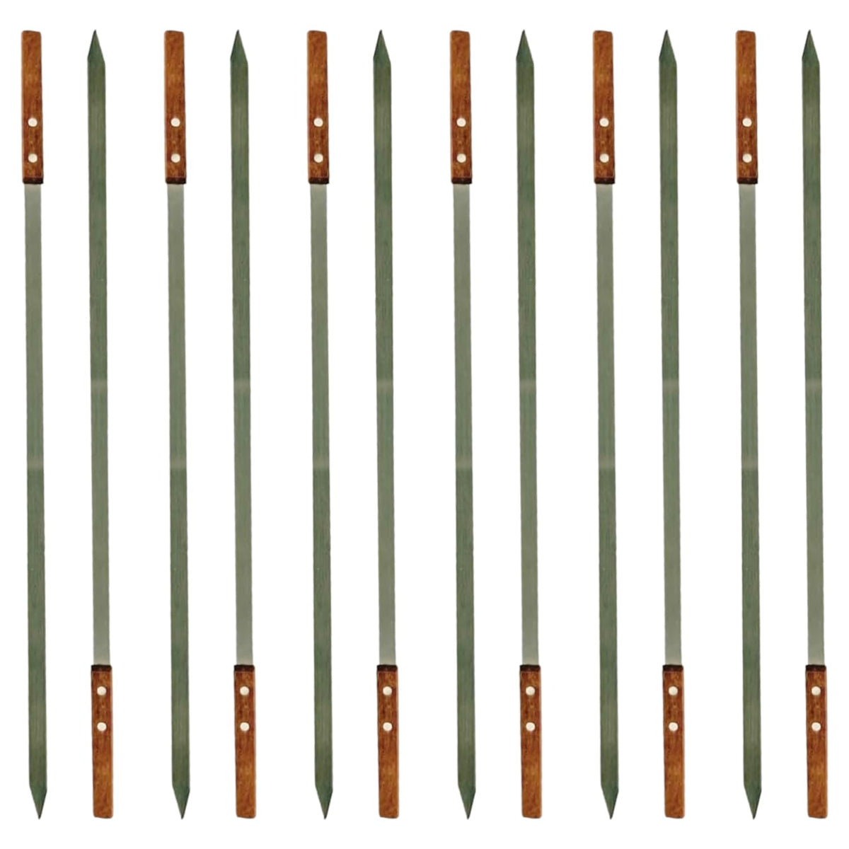 Premium Stainless Steel Barbecue Skewers BBQ Outdoor Grill Skewer stick Barbecue Fork with Solid Wood Handle for Grilling Shish Kebob Koubideh Persian Brazilian Kebab 1" wide + 1 Free Skewer (6pcs)