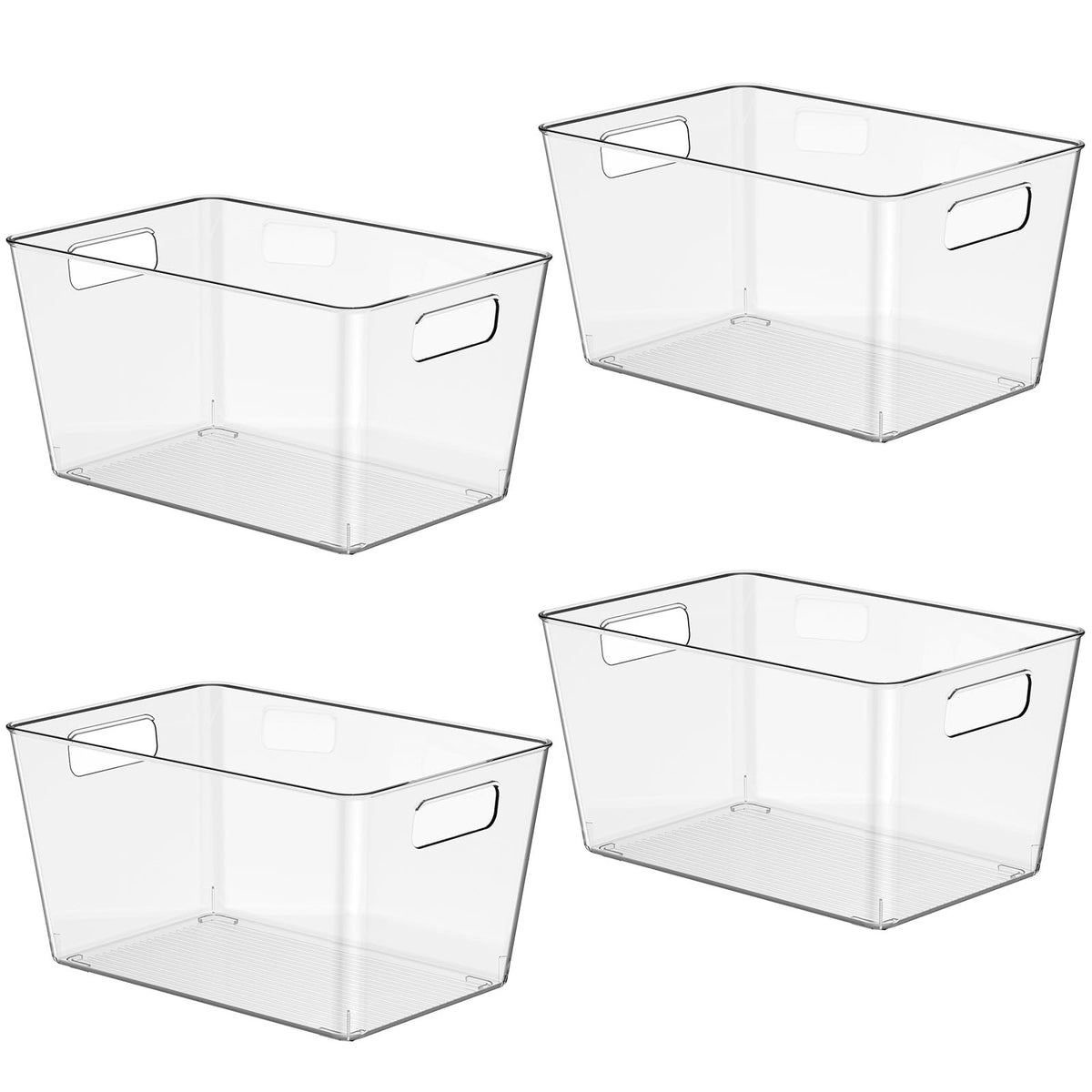 6 Pack Clear Plastic Storage Bins, 11" Large Pantry Organizer Bins with Handles, Plastic Containers for Refrigerator,BPA-Free Perfect for Kitchen,Fridge,Cabinet,Pantry,Bathroom,Closet Organization