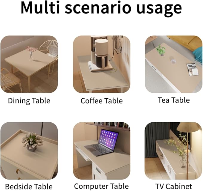 Desk Pad Mat - 14x48 Inch Waterproof Easy to Clean Can Conceal Flaws Protector The Table Top from Scratches Used for Coffee Table Office Table Dresser(Light Brown+Gray 14x48)