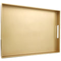 SforGUVA Gold Serving Tray for Coffee Table, Rectangular Plastic Decorative Tray with Handles for Entertaining, Outdoor Patio, Living Room, Ottoman, Bathroom Counter, 11.8”*15.7”*1.6”