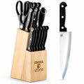 Moss & Stone 14 Pcs Kitchen Knife Set with Block, Stainless Steel