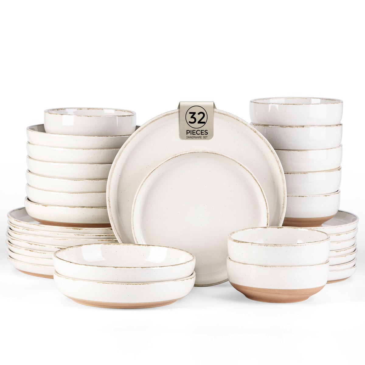 AmorArc Dinnerware Sets for 6, 24 Pieces Ceramic Plates and Bowls Set