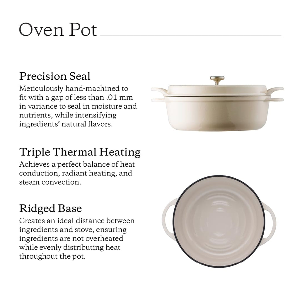 Vermicular Oven Pot 26cm Shallow (3.9qt), Enameled Cast Iron - Pearl Brown