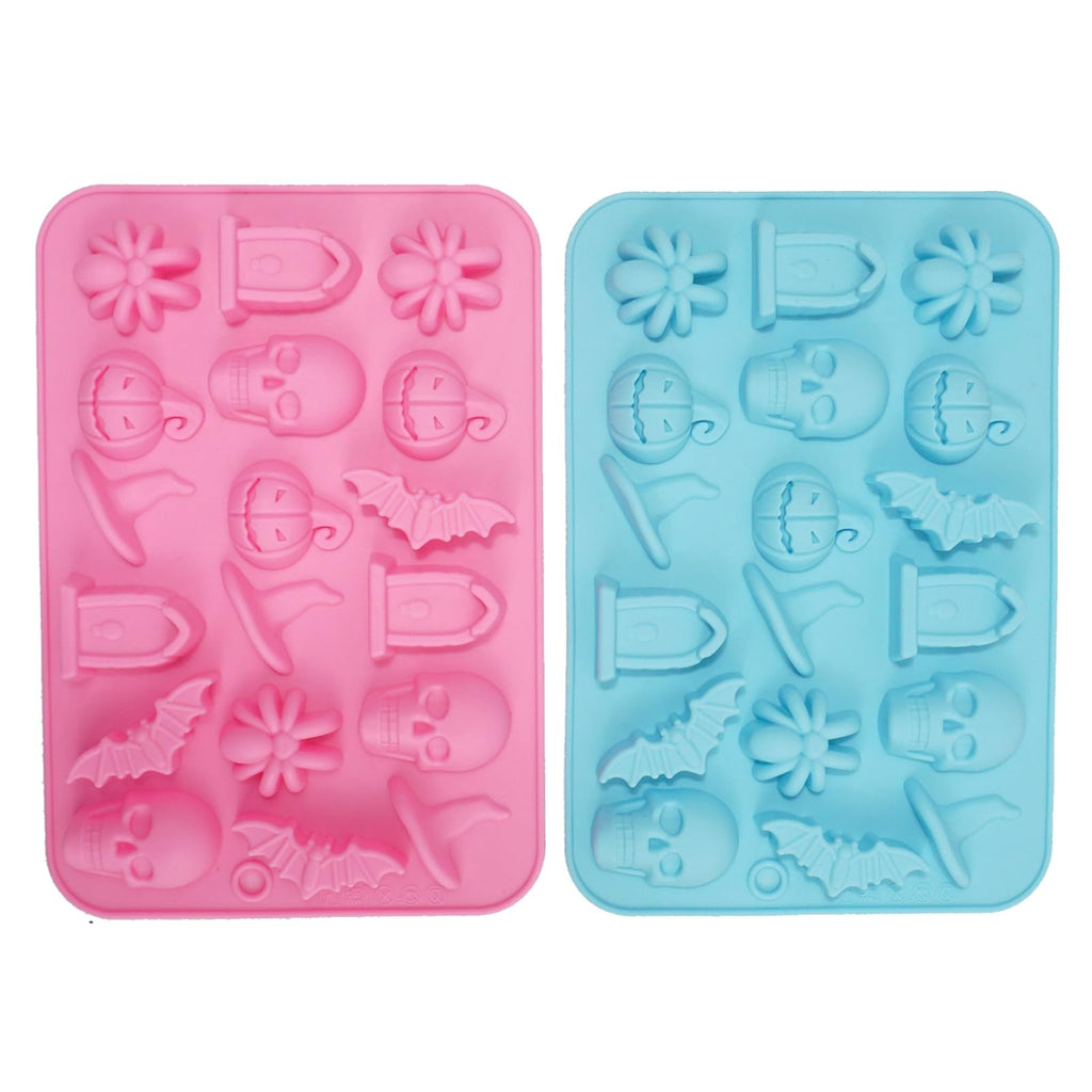 2 Pack Chocolate Molds, Cute Characters Silicone Molds, Chocolate Cake Molds, for Making Chocolate, Candy, Gummy, Jello, Ice, Wax Melts, for Party, A Spooky - Themed Gift, Baking (Halloween Themed)