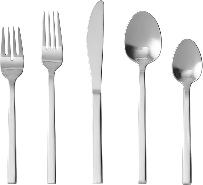 Fortessa Arezzo 18/10 Stainless Steel Flatware, 60 Piece Place Setting (Service for 12)