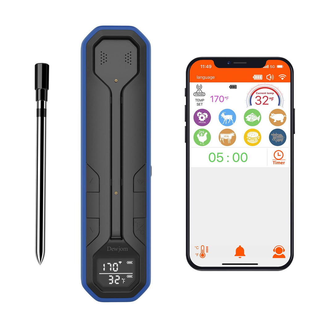 Wireless Meat Probe Thermometer with APP Control for BBQ Grill Smoker Oven