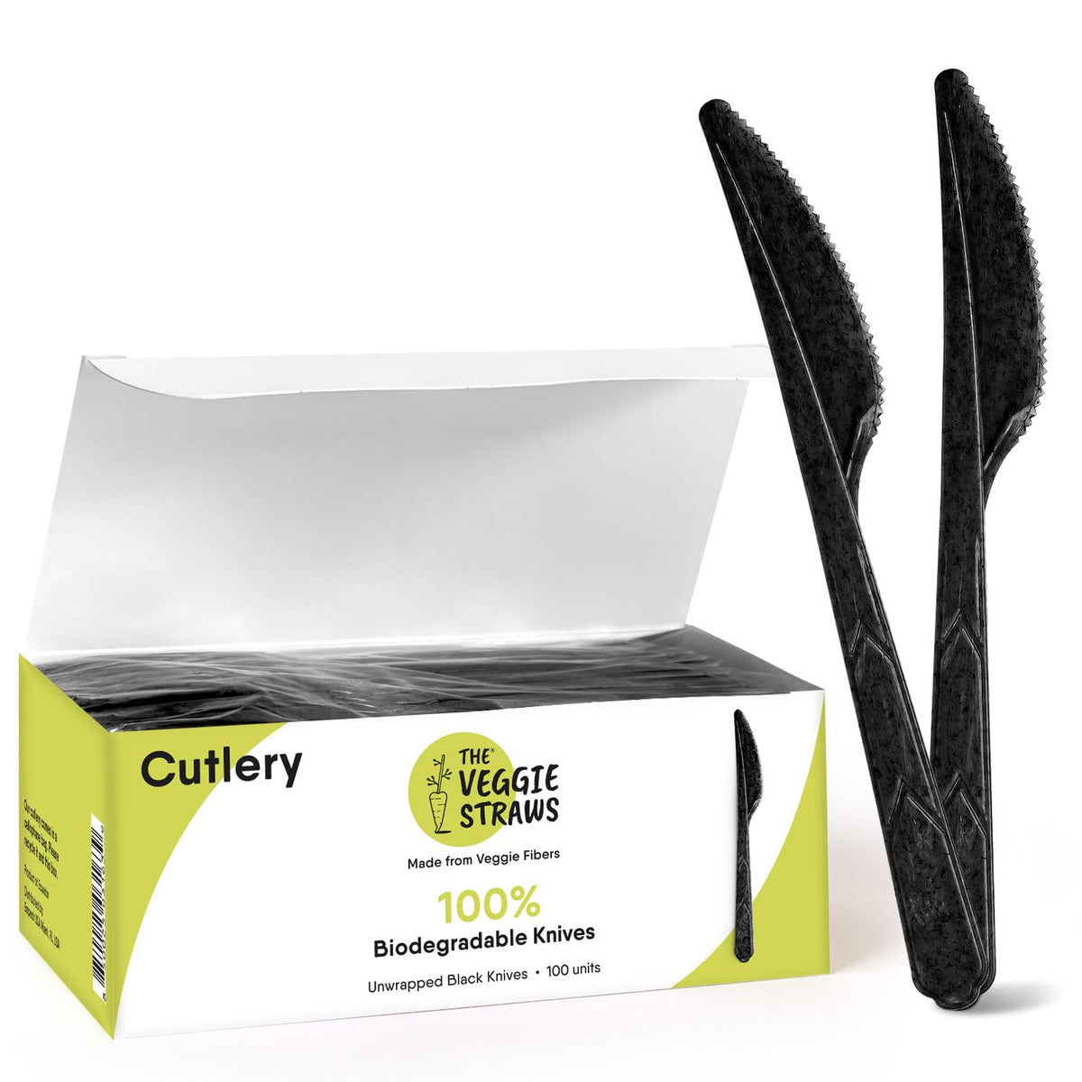 100% Biodegradable Cutlery Made of Vegetable Fibers, 300 PCS of 6.7” Long Heavy-Duty and Splinter Free Eco-Friendly Spoons, Forks & Knives, Perfect Sustainable Cutlery by The Veggie Straws