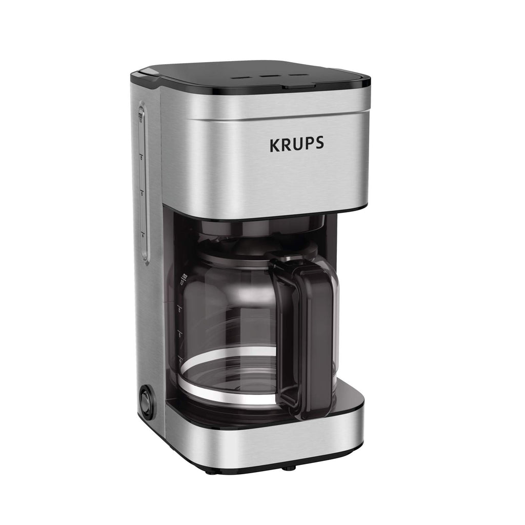 KRUPS Coffee Maker 10 Cups Simply Brew Stainless Steel Drip Coffee Maker, 900 Watts Coffee Filter, Drip Free, Dishwasher Safe Pot, Black & Silver