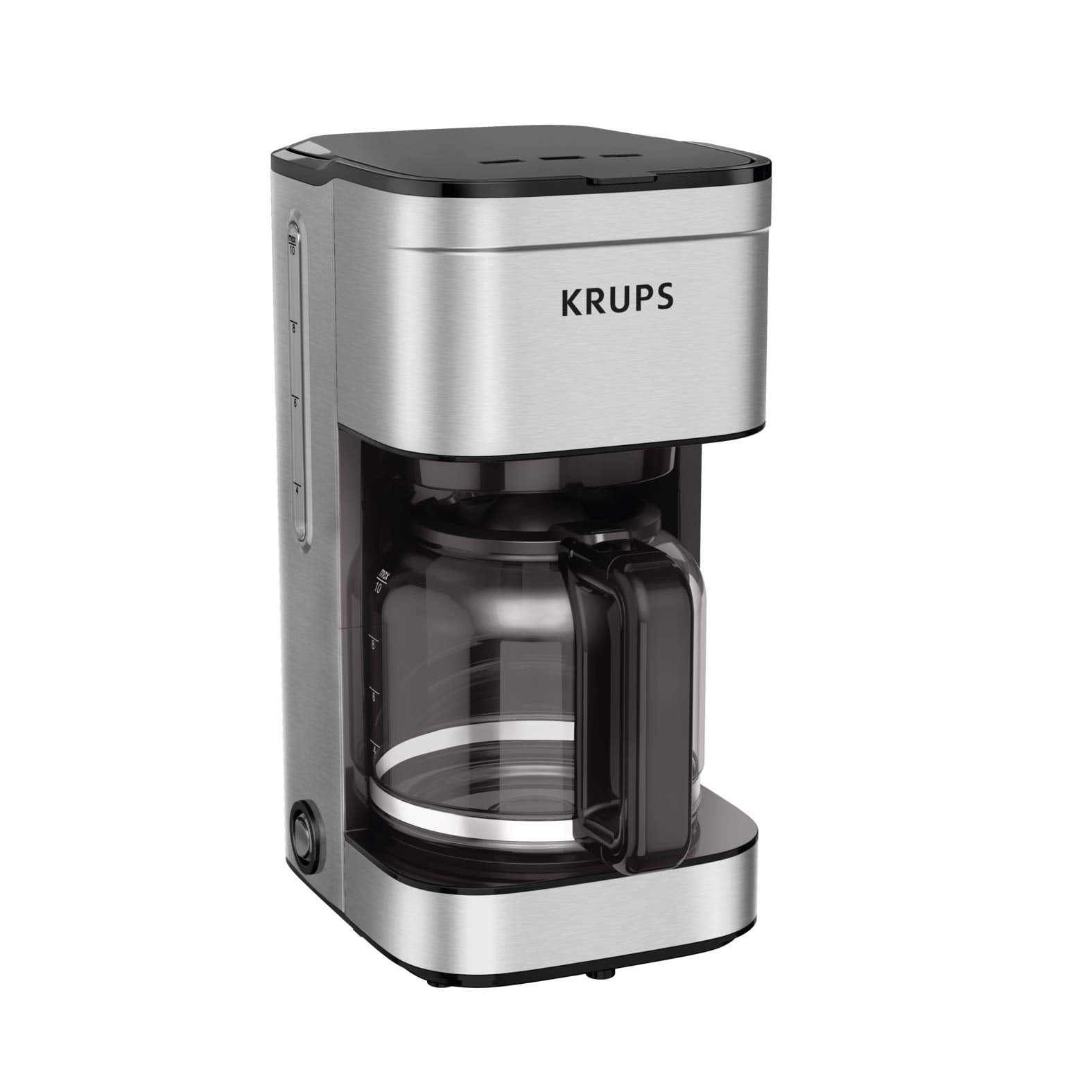 KRUPS Coffee Maker 10 Cups Simply Brew Stainless Steel Drip Coffee Maker, 900 Watts Coffee Filter, Drip Free, Dishwasher Safe Pot, Black & Silver
