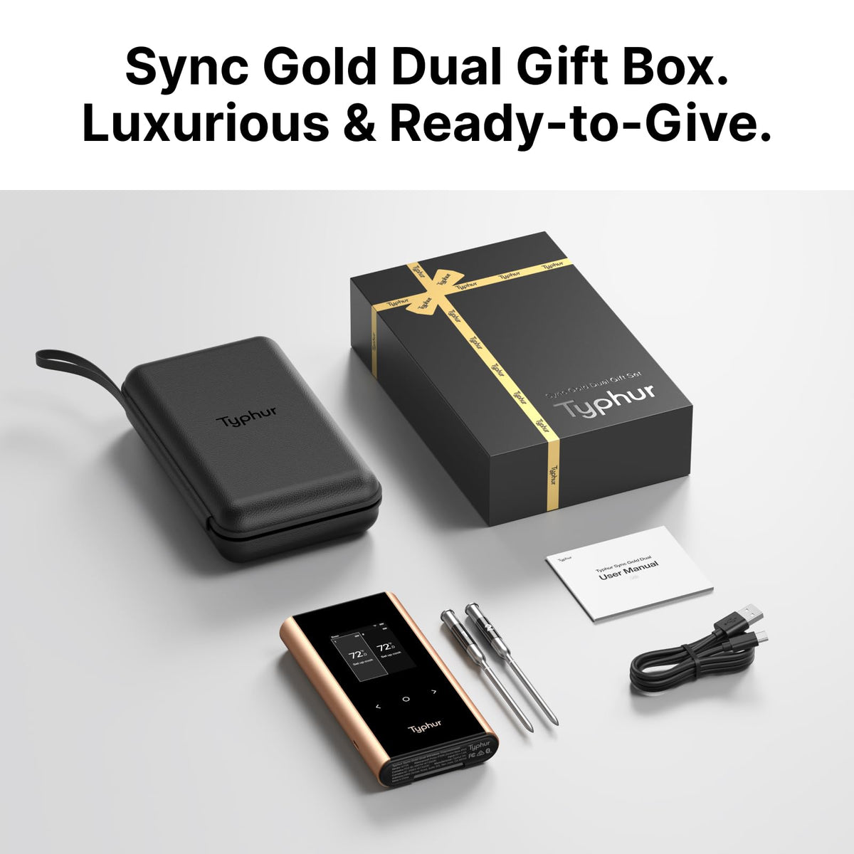Typhur Sync Gold Dual Gift Set, WiFi Wireless Meat Thermometer with Case
