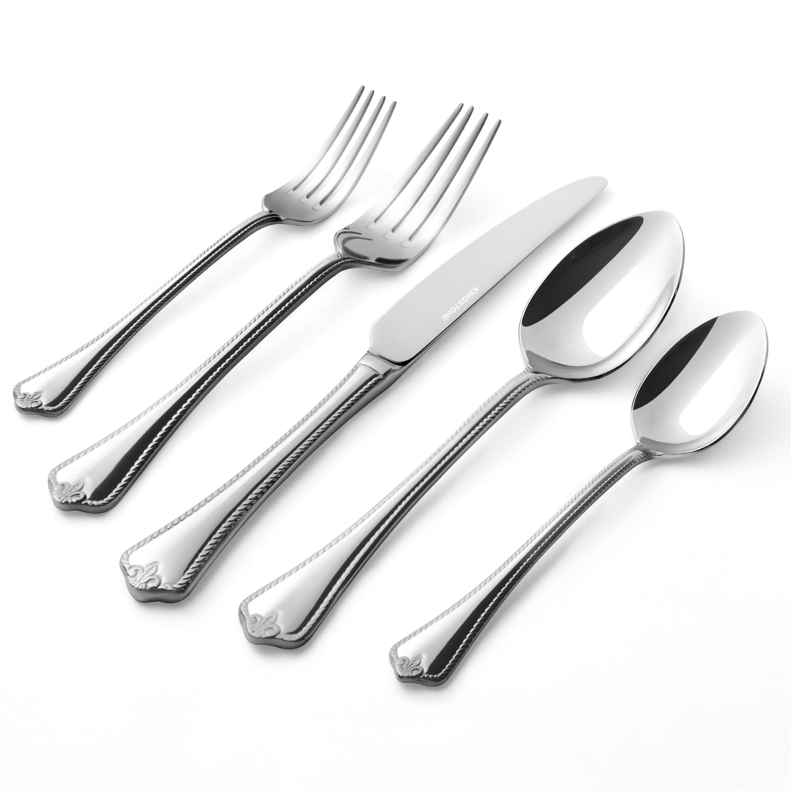 KINGSTONE 20-Piece Silverware Set, 18/10 Stainless Steel Flatware Set for 4