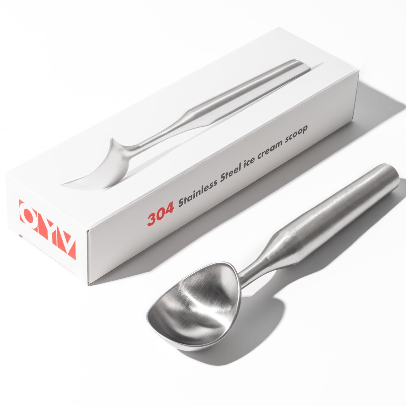 OYV 304 Stainless Steel Ice Cream Scoop, Heavy Duty, Ergonomic Handle