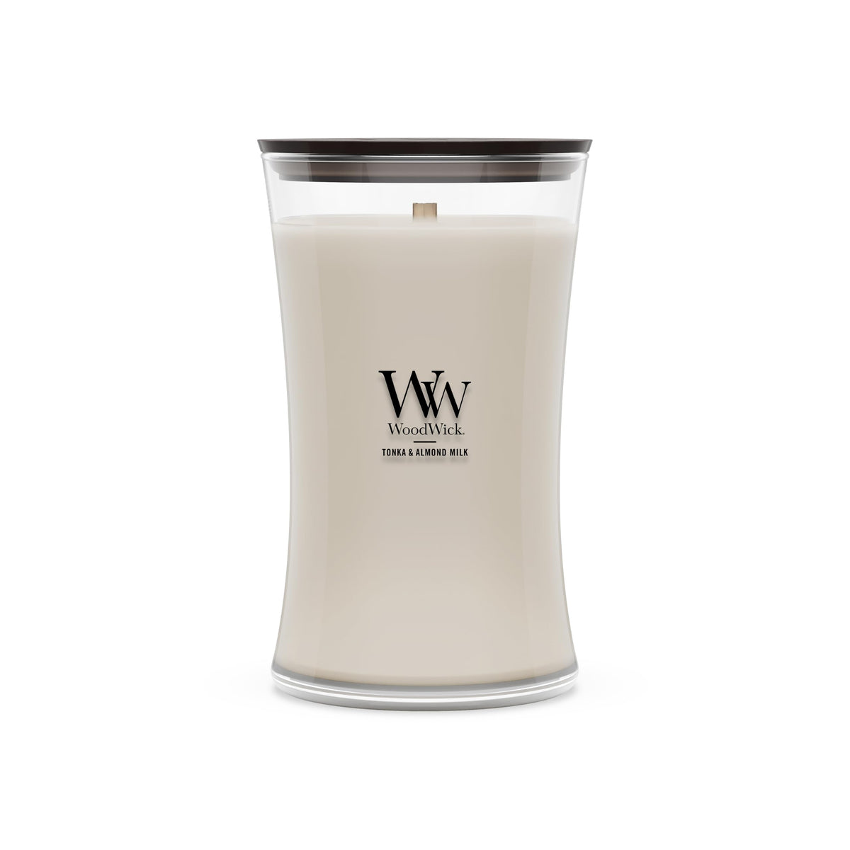 WoodWick Tonka & Almond Milk Scented Candle, Crackling Wick, 9.7oz