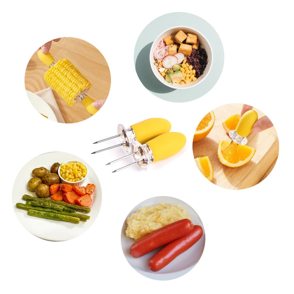 PEOUWNES 16Pcs/8 Pairs Corn Holders, Stainless Steel Corn Cob Holders