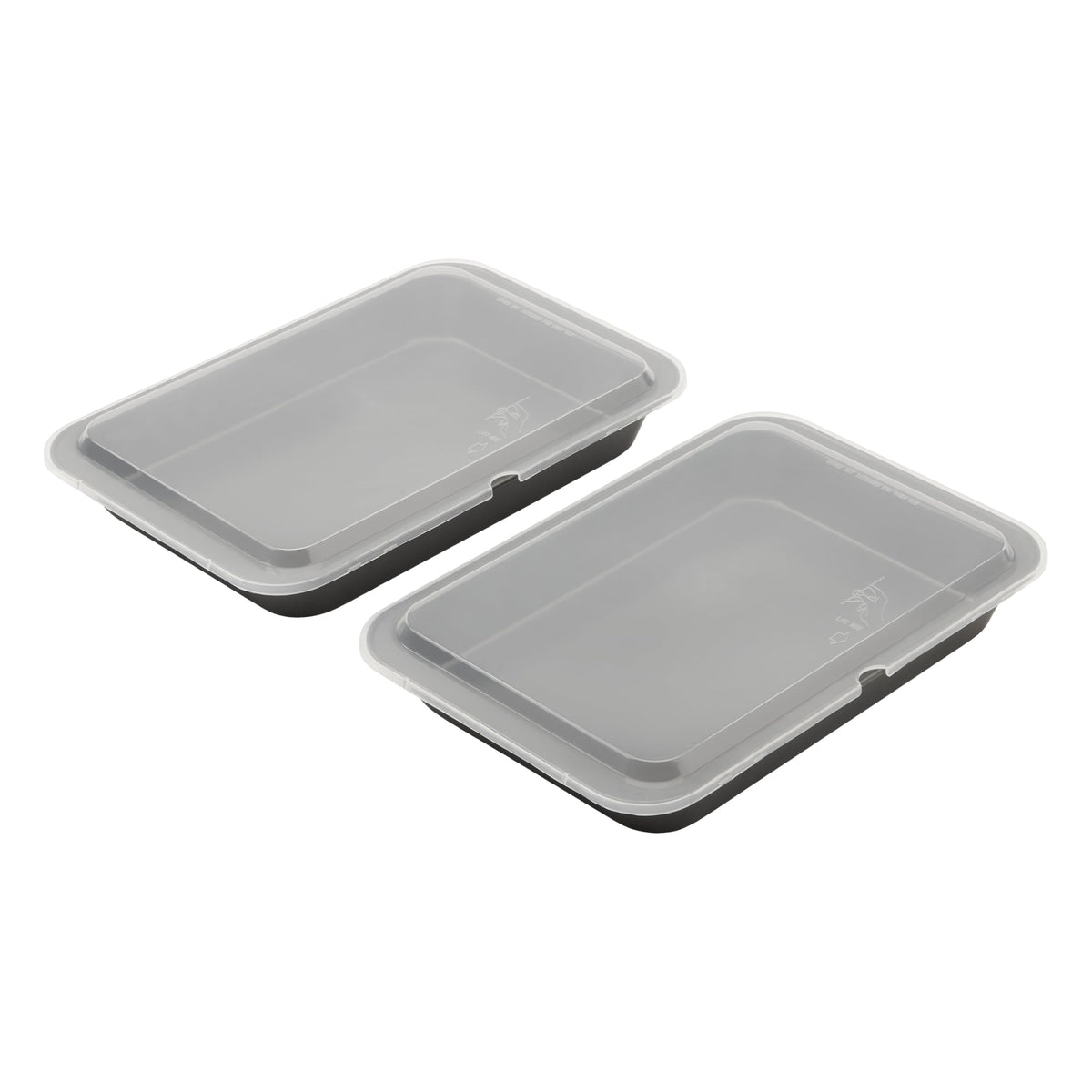 GoodCook Set of 2 Nonstick Steel 13" x 9" Cake Baking Pans with Covers, Gray