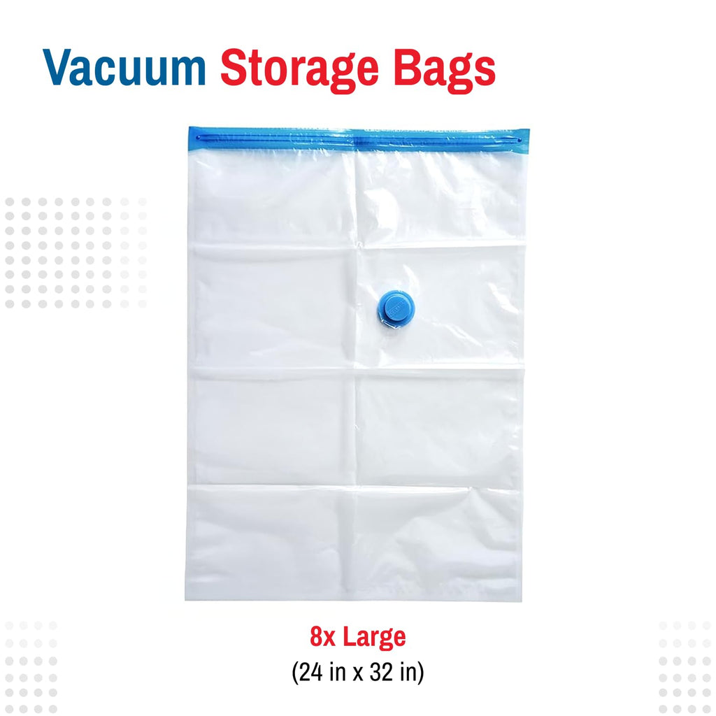 Spacesaver Large Vacuum Storage Bags for Comforters, Blankets & Clothes – Vacuum Sealed Compression Bags with Hand Pump – Space Saver Storage Bags for Bedding, Moving, Travel & Organization (8 Pack)