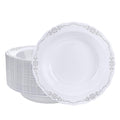 DaYammi 30 Pack Plastic Bowls with Silver Rim, 12oz Disposable Soup Bowls, Silver Bowls Disposable Heavy Duty Dinner Bowls for Weddings,Plastic Serving bowls Parties,Dinners,Catering and Everyday Use
