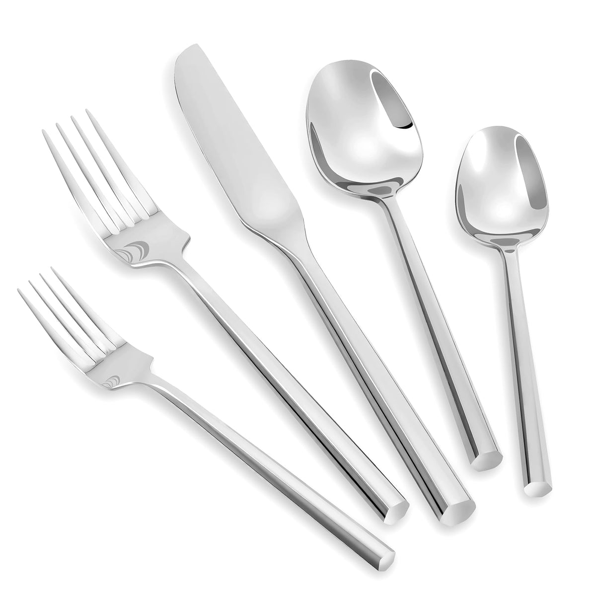 Kelenfer Gold Silverware Set with Hexagon Handle 30 Pieces Service for 6