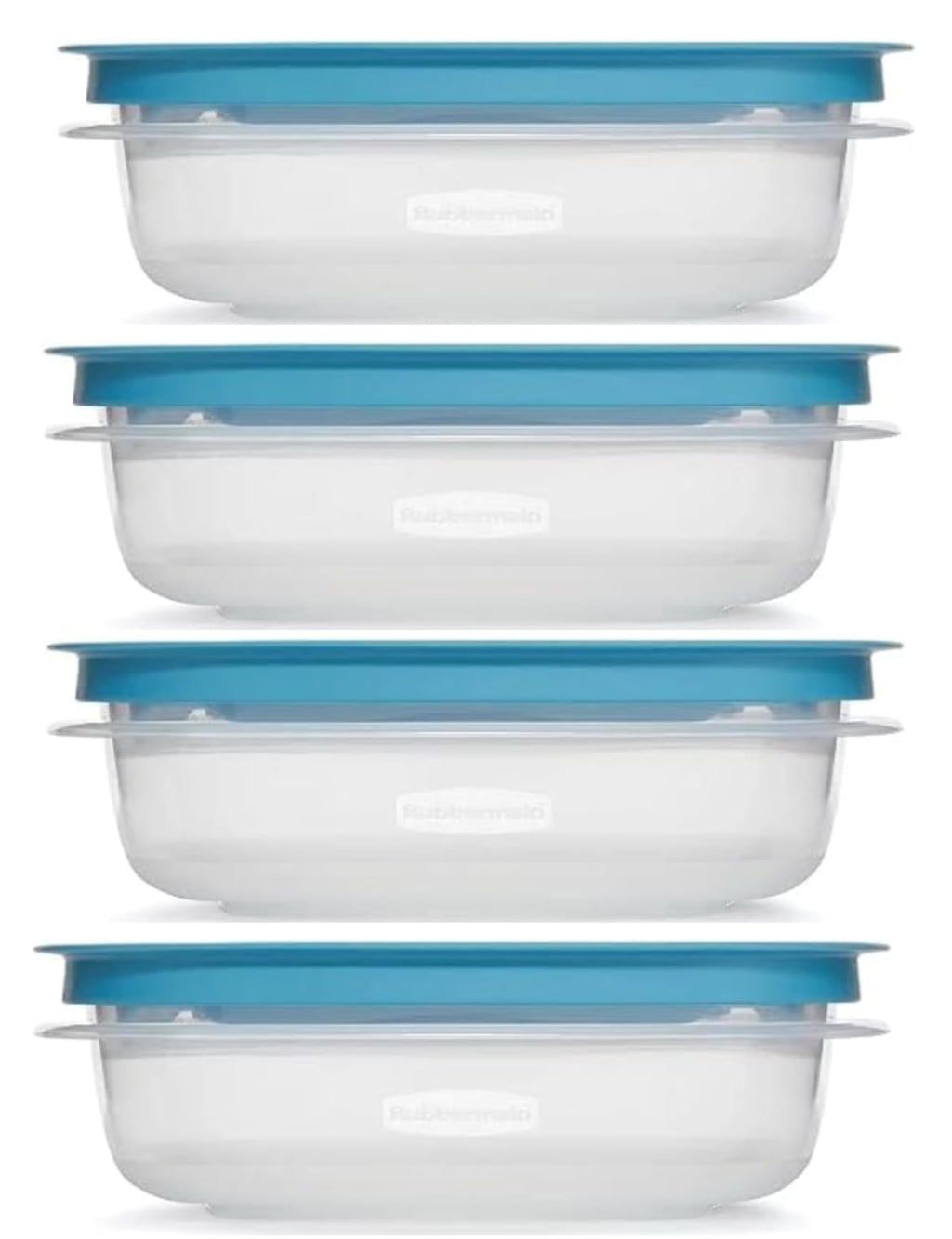 Utensilux Rubber maid 1.25 Cup Flex & Seal Leak Proof Lids Food Storage Container Set, Teal, Clear Meal Prep Flex Containers, 4 Piece Bundle Set
