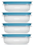 Utensilux Rubber maid 1.25 Cup Flex & Seal Leak Proof Lids Food Storage Container Set, Teal, Clear Meal Prep Flex Containers, 4 Piece Bundle Set