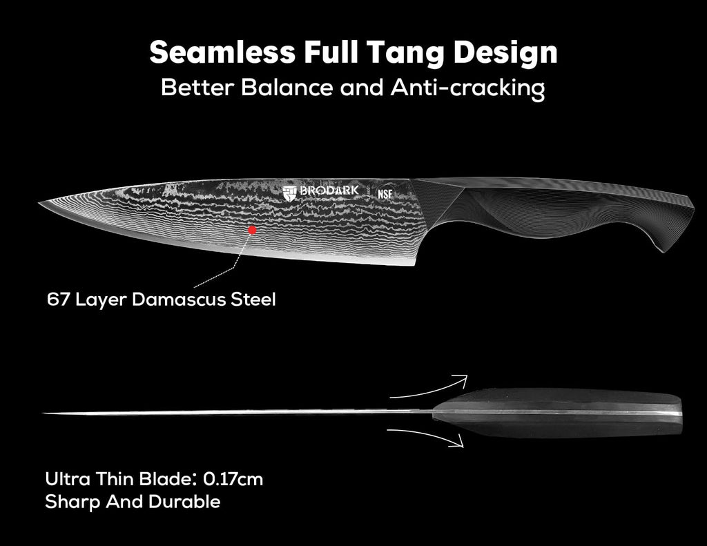 BRODARK Knife Set, 9PCS Damascus Knife Set with Block, Japanese Knives