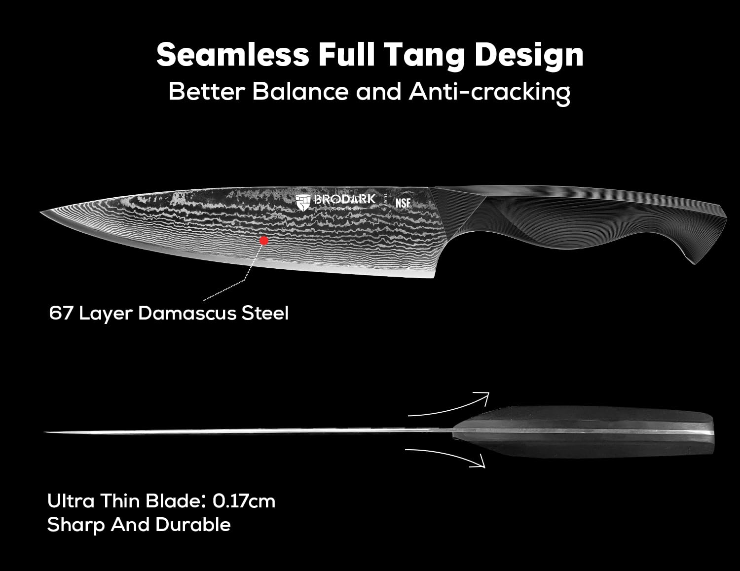 BRODARK Knife Set, 9PCS Damascus Knife Set with Block, Japanese Knives