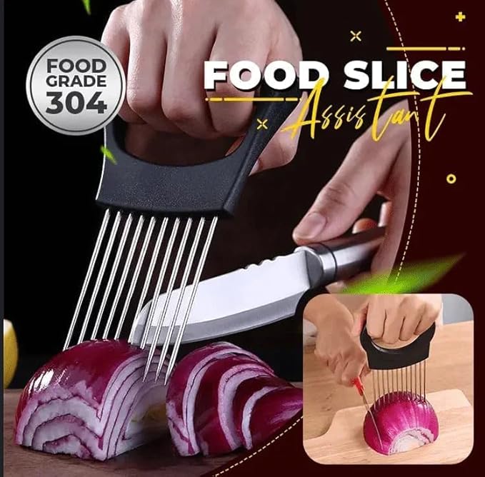 Ultra Onion Slice Holder - Stainless Steel Holder for Slicing Meat, Onion, Potato, Tomato - 3 Pack