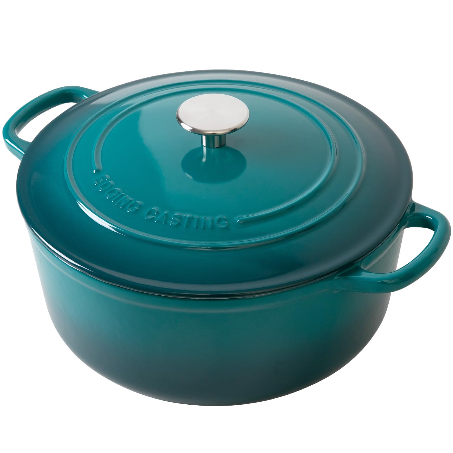 EDGING CASTING Dutch Ovens with Lid, Enameled Cast Iron Covered 5.5 Quart Dutch Oven with Dual Handle, Darkcyan