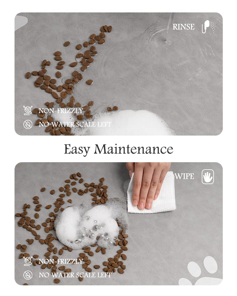 Pet Feeding Mat-Absorbent Dog Mat for Food and Water Bowl-No Stains Quick Dry Water Dispenser Mat-Dog Accessories Pet Supplies-Bowl for Messy Drinkers（LIGHTGREY,12"x19"