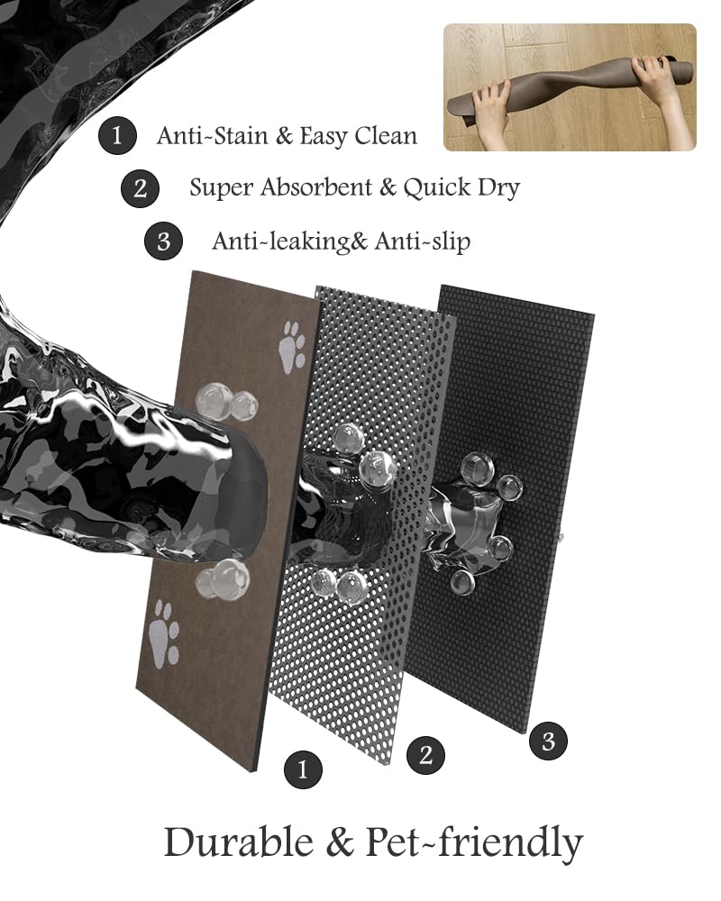 Pet Feeding Mat-Absorbent Dog Mat for Food and Water Bowl-No Stains Quick Dry Water Dispenser Mat-Dog Accessories Pet Supplies-Bowl for Messy Drinkers（Brown,12"x19"
