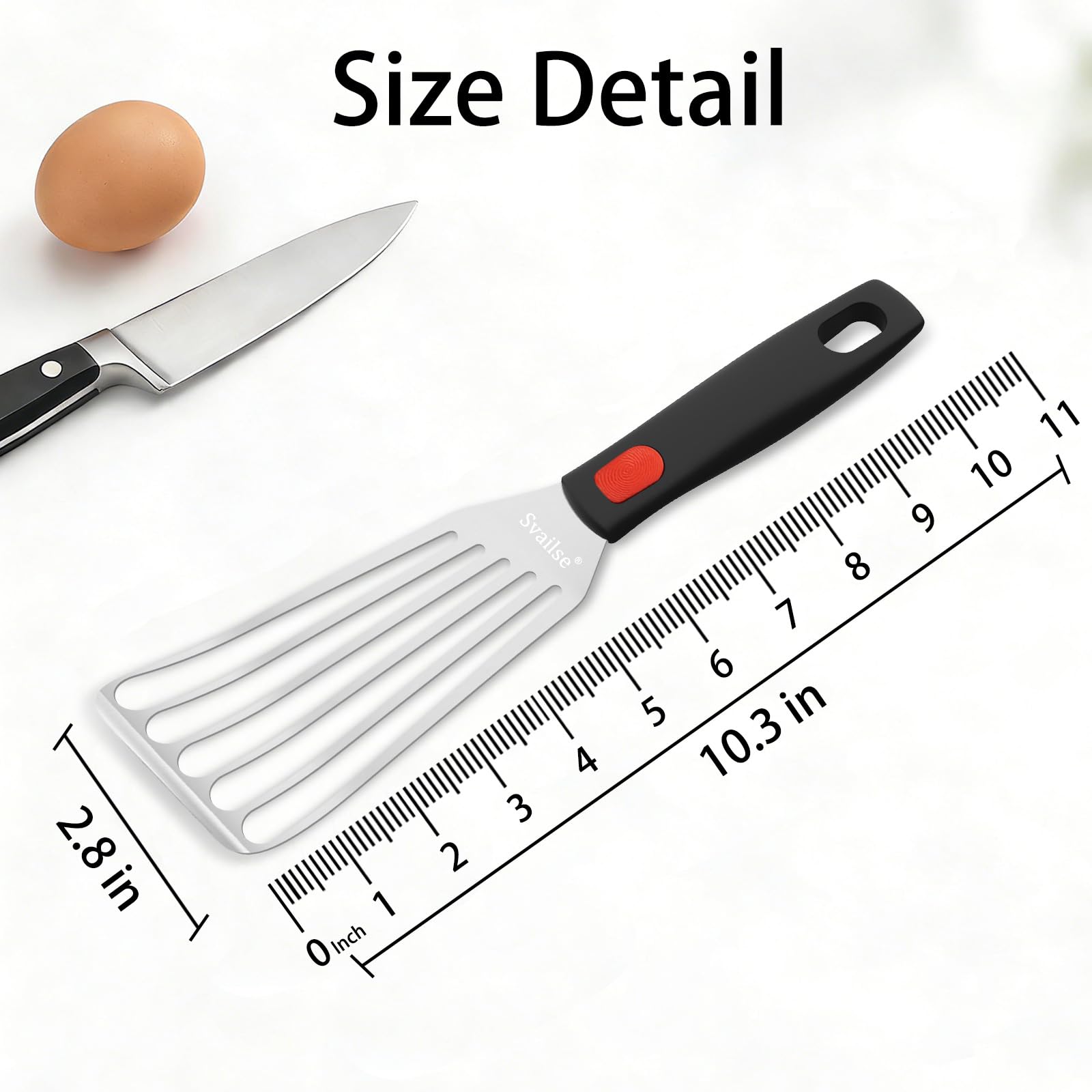 Fish Spatula Stainless Steel, Flexible Metal Spatulas with Silicone Handle, Slotted Turner for Kitchen, Cooking, Grilling, Flipping, Turning, Egg, Pancake and Burger (Small, 10.3 Inch)
