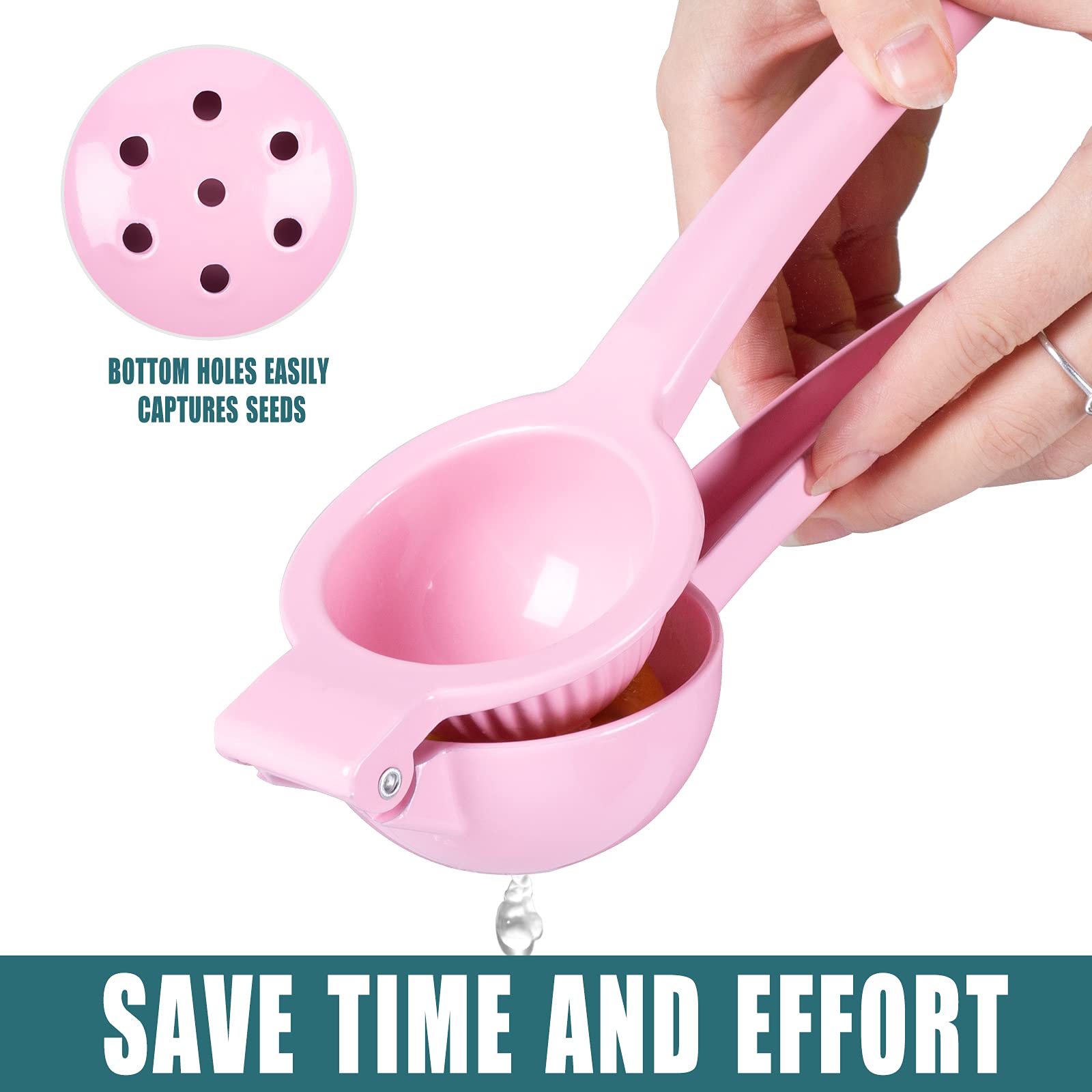 Y-ME Manual Juicer Citrus Lemon Squeezer, Fruit Juicer Lime Press Metal, Professional Hand Juicer Kitchen Tool(Pink）