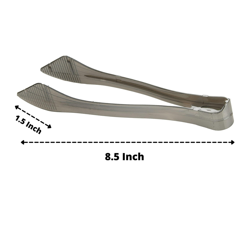 PARTY BARGAINS 8.5″ Silver Plastic Serving Tongs 6-Pack – Heavy-Duty Disposable & Reusable Kitchen Tongs for Parties BBQ Buffet Salad Appetizers Catering