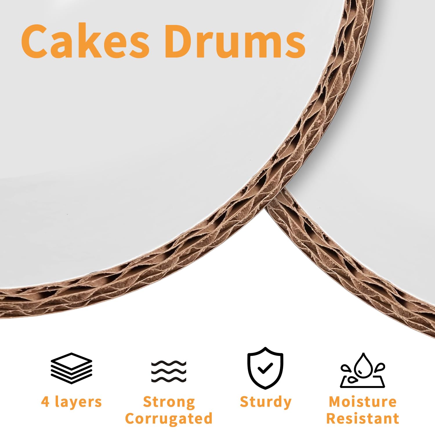 5packs Cake Boards 10 Inch Round,1/2" Thick Cake Drum, Cake Board Food Grade Cake Base, White Cake Cardboard Circles Bases para Pasteles for Wedding & Party & Pizza Desserts(10inch/5pcs)