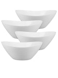 LaGlint 43 OZ Oval Serving Bowl Set of 4, 9 Inch White Opal Glass