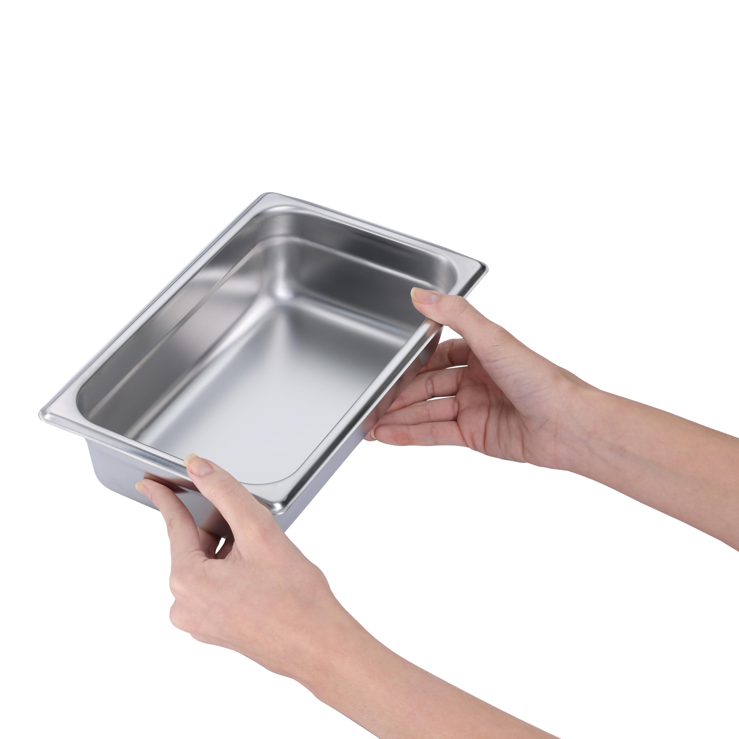BIRDROCK HOME Stainless Steel Steam Table Pan - Hotel, Restaurant & Catering Supplies - 24 Gauge Steel, 2 qt Capacity - Meal Prep, Cooking, & Food Storage Container - 2.5" Depth, 1/4-Size (6 Pack)